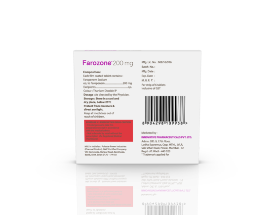 Farozone 200 mg Tablets (Polestar) (Inner) Barcode & Composition