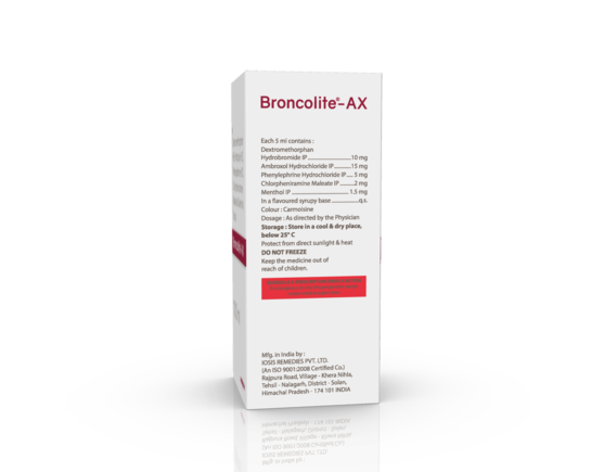 Broncolite-AX Syrup 100 ml (IOSIS) Left Side