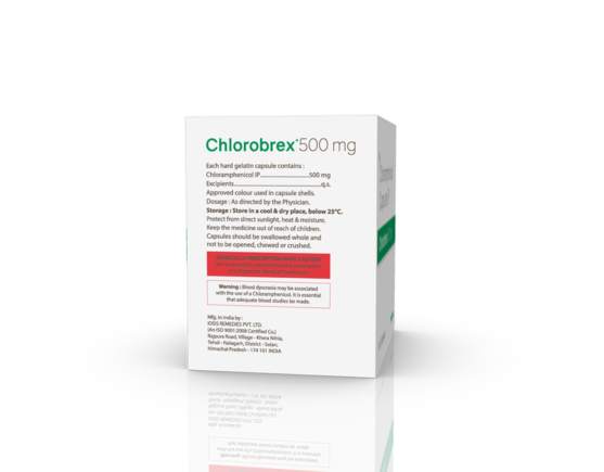 Chlorobrex 500 mg Capsules (IOSIS) Right Side