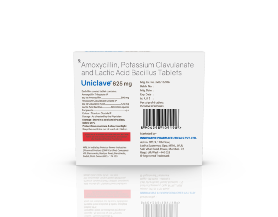 Uniclave 625 Tablets (20 x 1 x 6) (Polestar) (Inner) Barcode & Composition