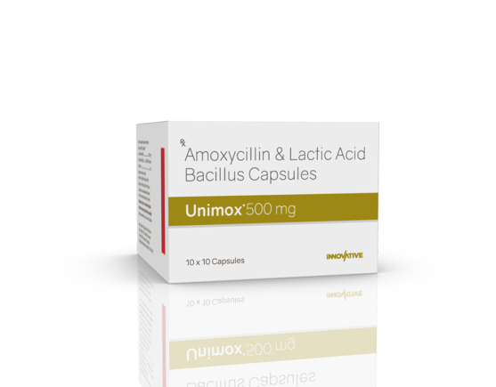 Unimox 500 mg Capsules (With LB) (Saphnix) Left