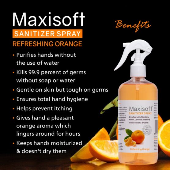 Maxisoft Hand Sanitizer (Spray) Refreshing Orange 500 ml Listing 06