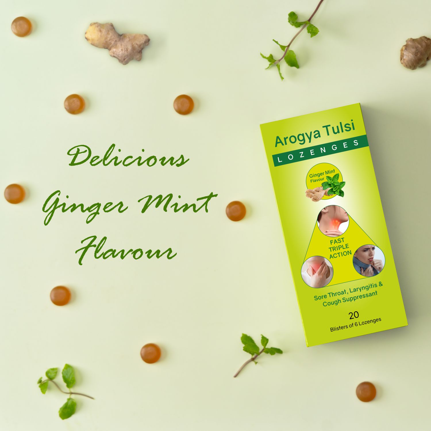Arogya Tulsi Lozenges (Ginger Mint Flavour) - Image 4