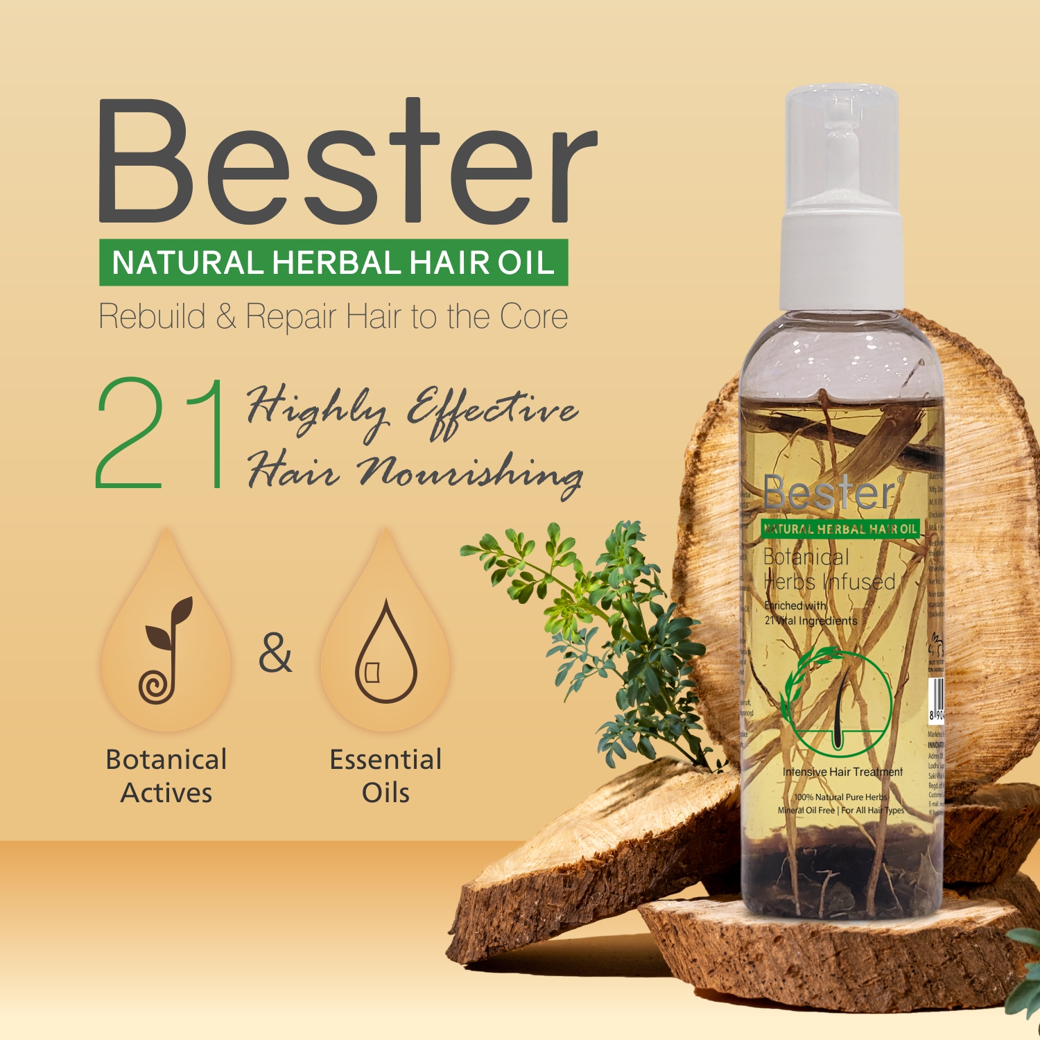 Bester Natural Herbal Hair Oil (Botanical Herbs Infused) - Image 2