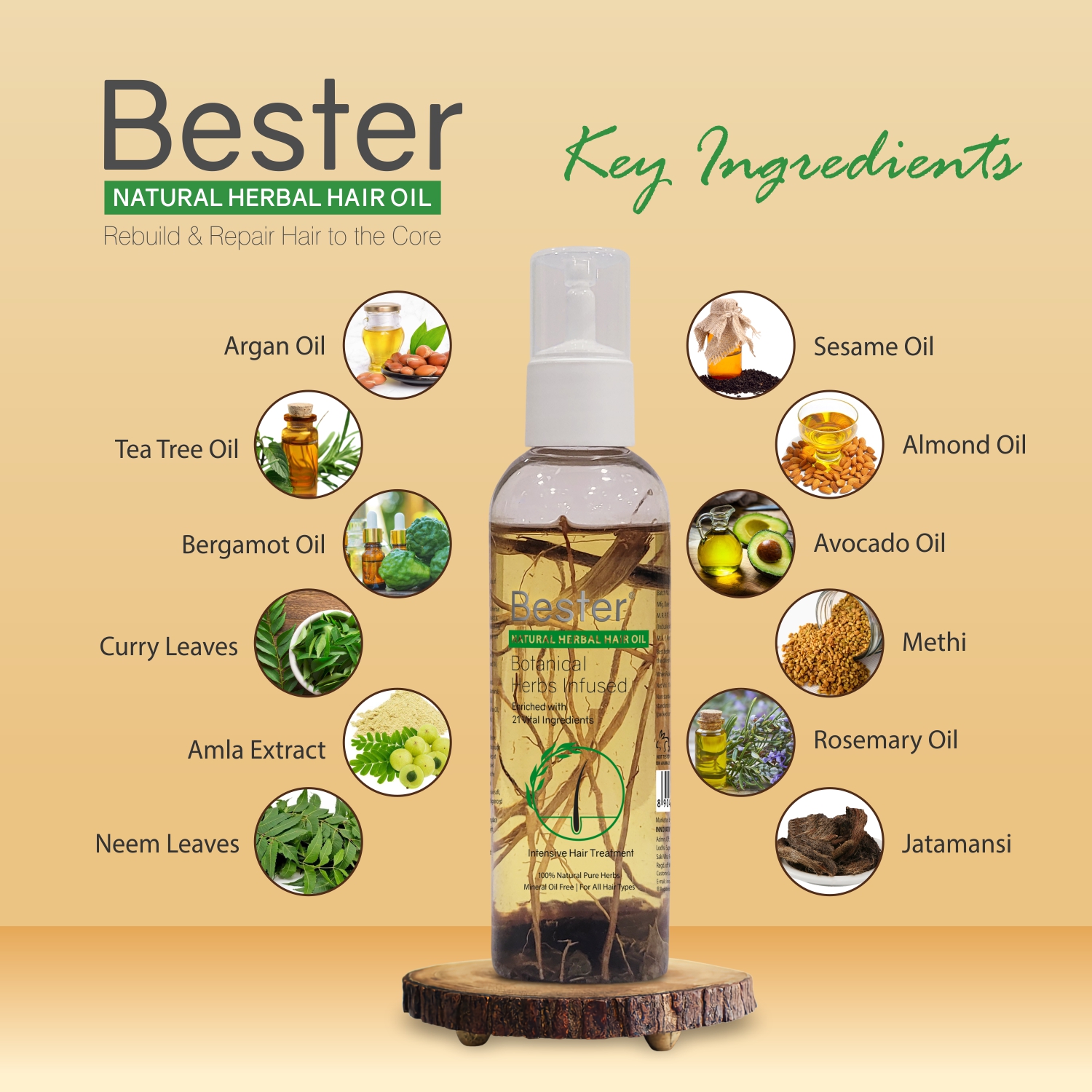 Bester Natural Herbal Hair Oil (Botanical Herbs Infused) - Image 3