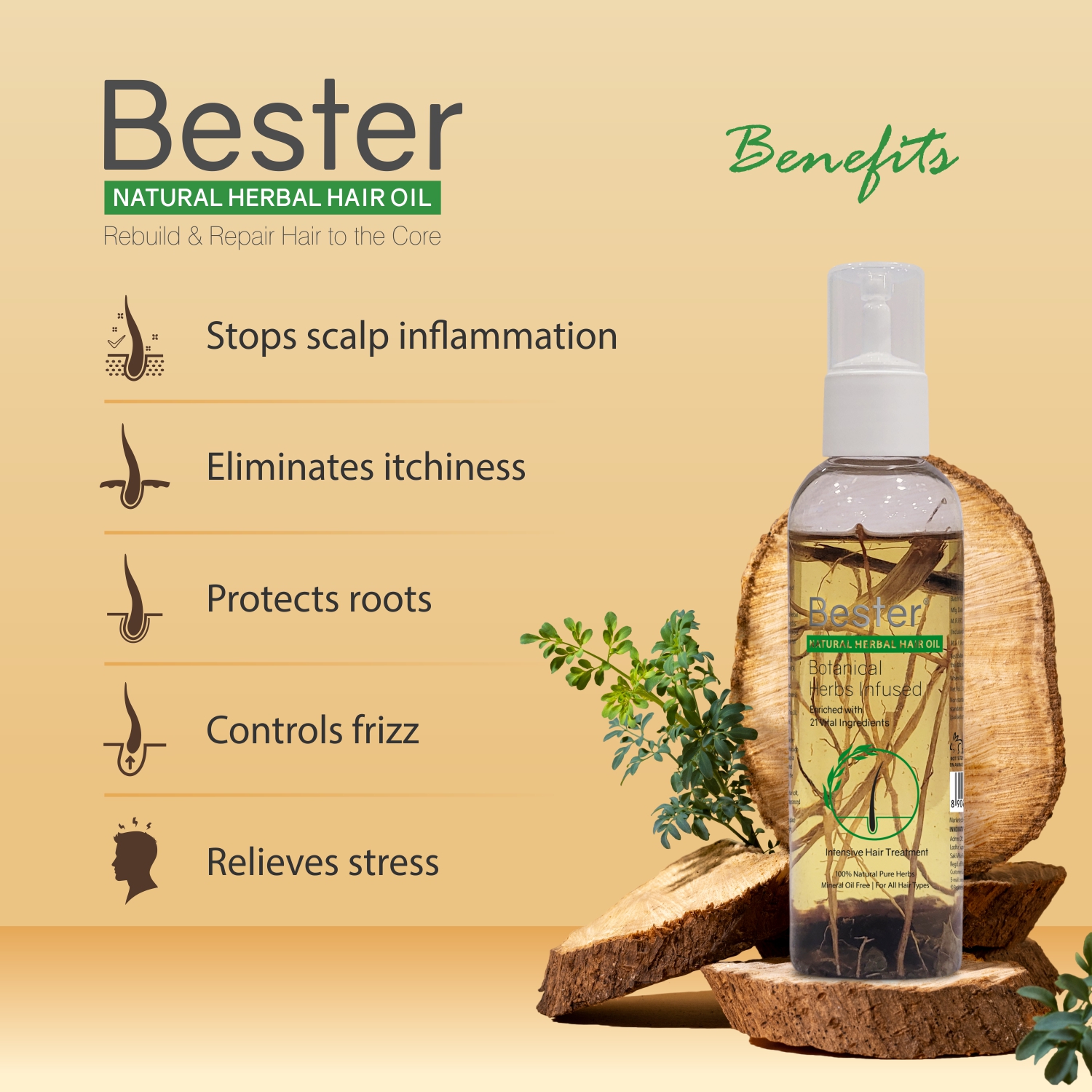 Bester Natural Herbal Hair Oil (Botanical Herbs Infused) - Image 4
