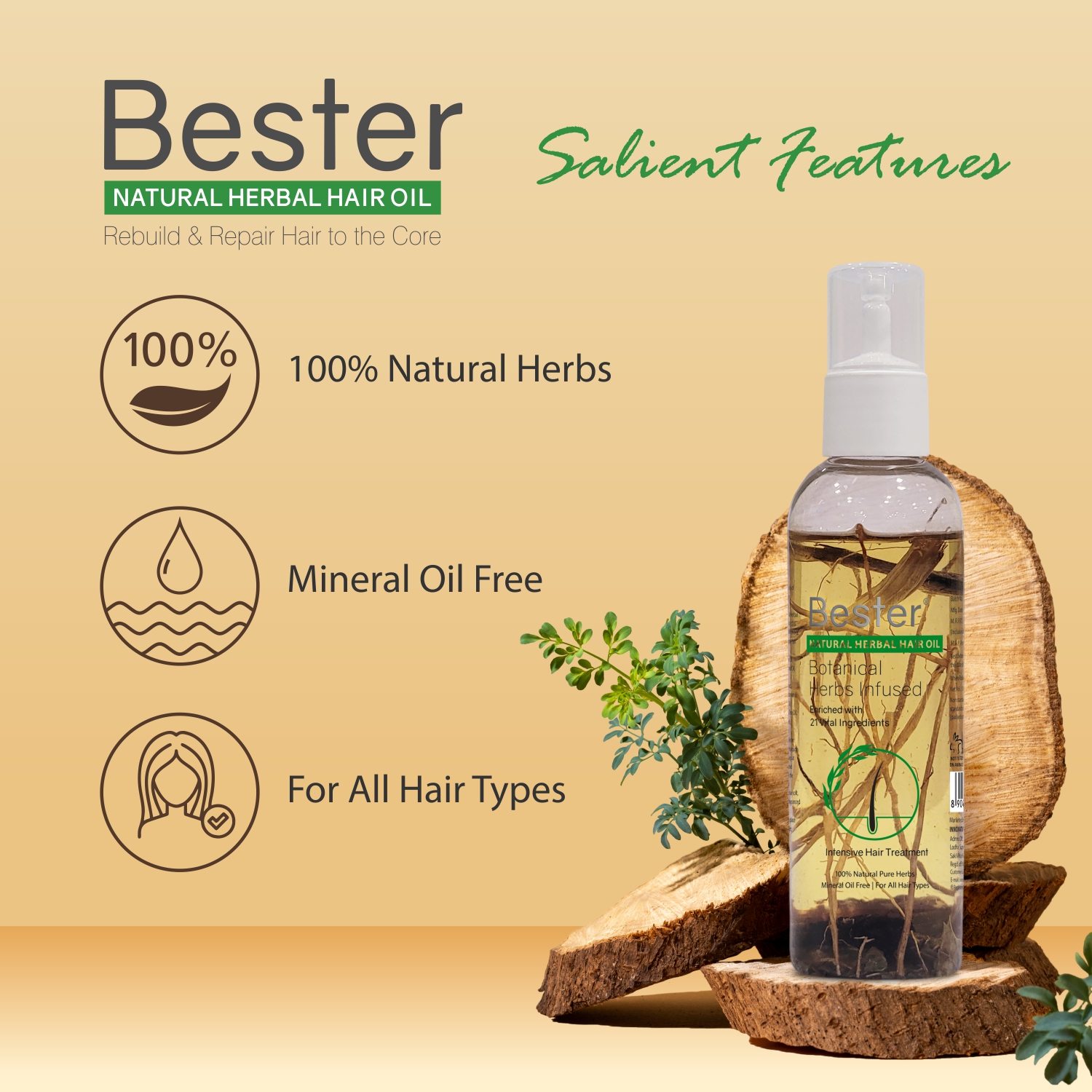 Bester Natural Herbal Hair Oil (Botanical Herbs Infused) - Image 5