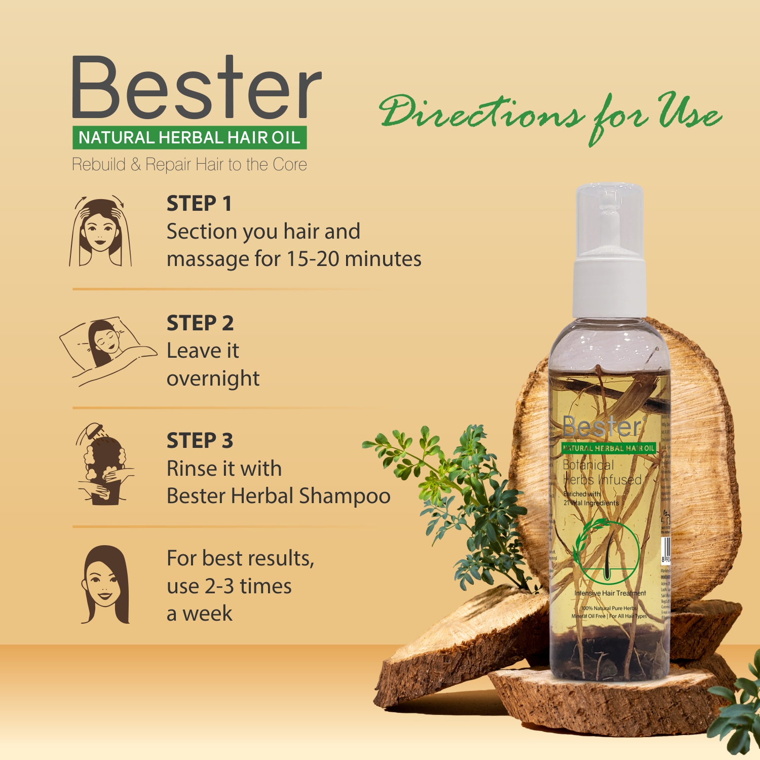 Bester Natural Herbal Hair Oil (Botanical Herbs Infused) - Image 6