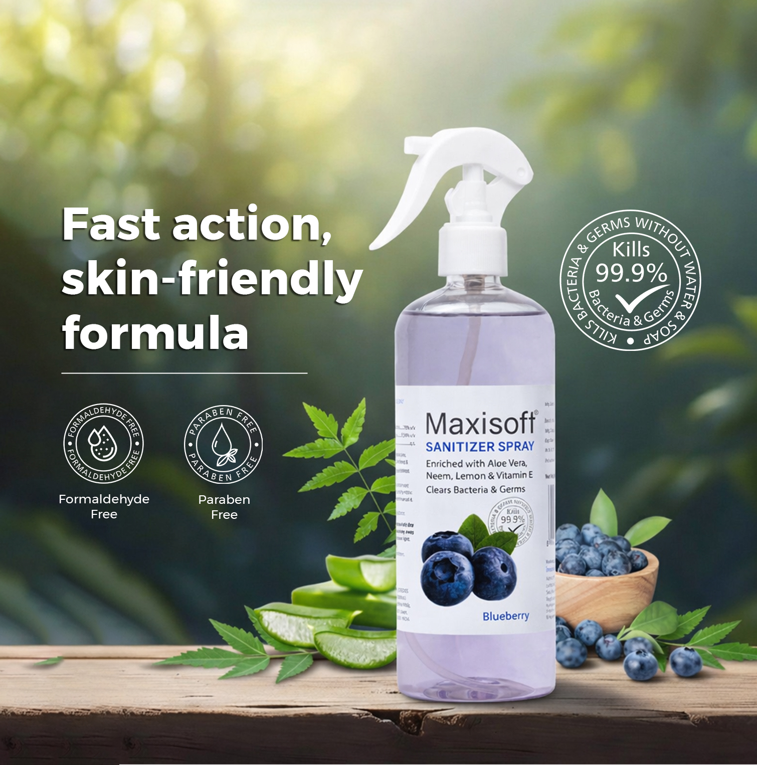 Maxisoft Hand Sanitizer (Spray) Blueberry 500 ml - Image 2