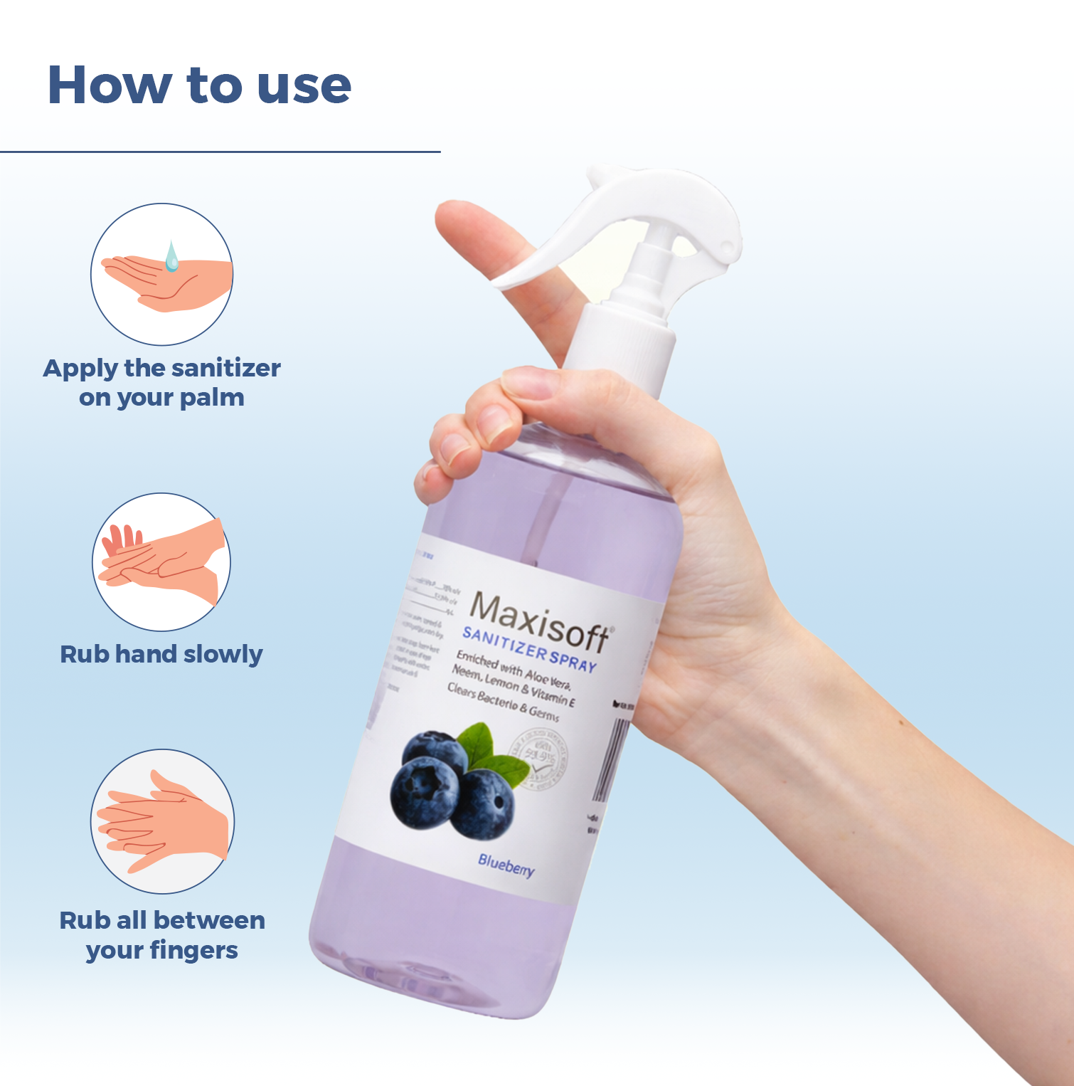 Maxisoft Hand Sanitizer (Spray) Blueberry 500 ml - Image 4