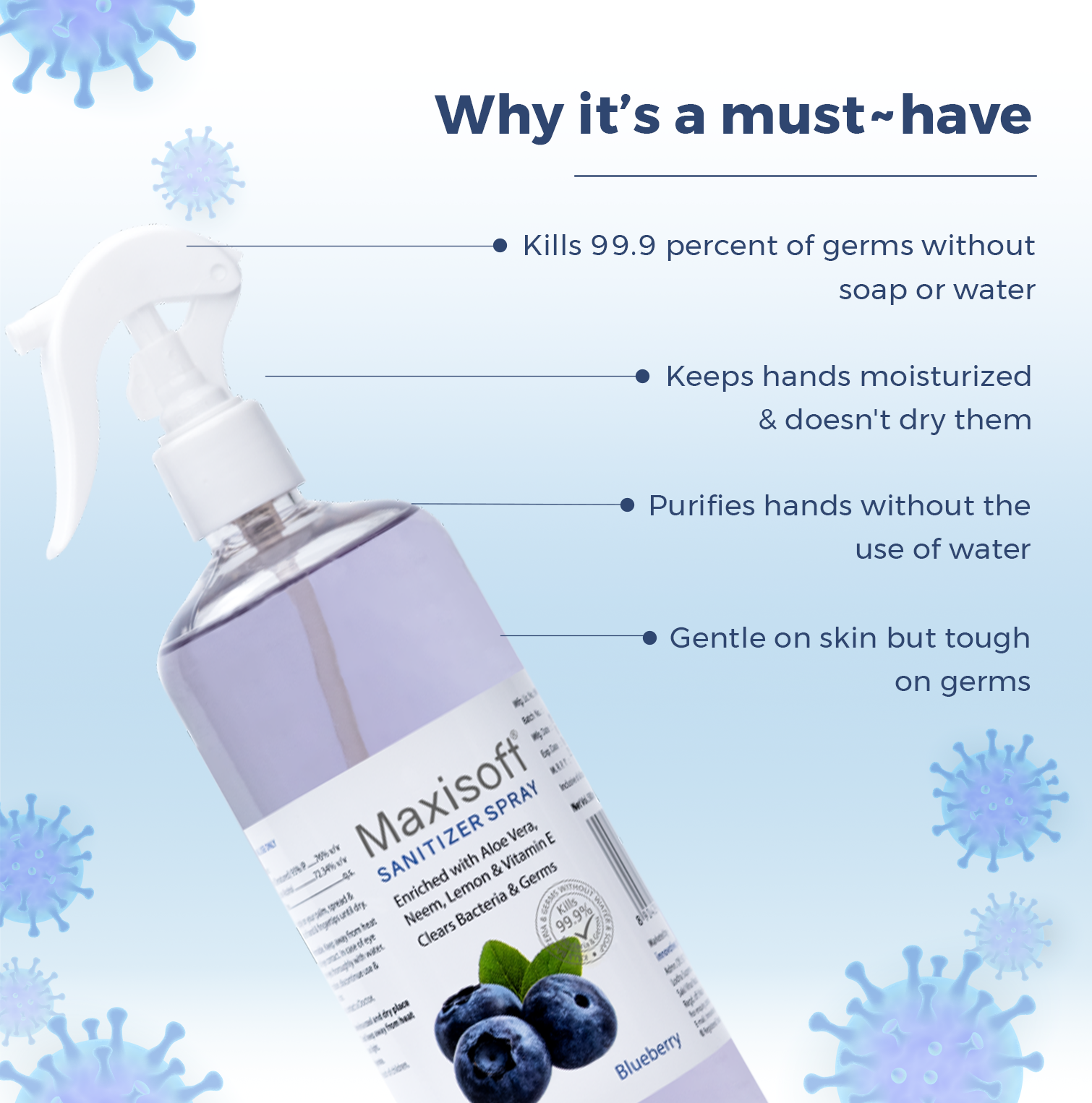 Maxisoft Hand Sanitizer (Spray) Blueberry 500 ml - Image 6
