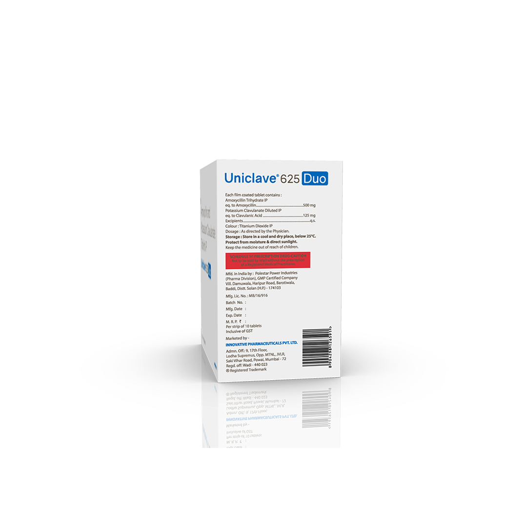 Uniclave 625 mg Duo Tablets (1 x 10) Alu-Strip - Image 4